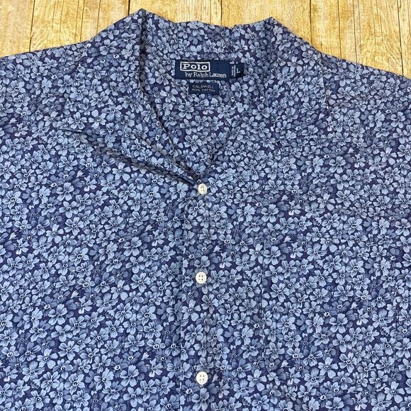Polo Ralph Lauren Caldwell Hawaiian Shirt Loop Collar Floral Large Vintage